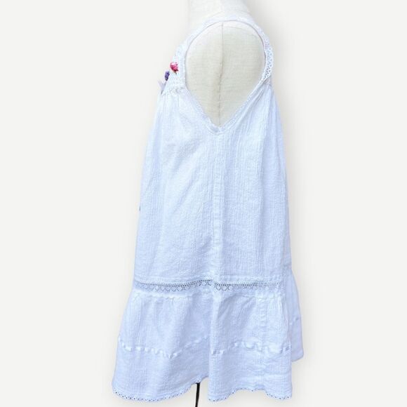 Aruba Girls Kids Embroidered Floral Sleeveless White Flowy Tiered Dress. 5. 5T. - Picture 3 of 8